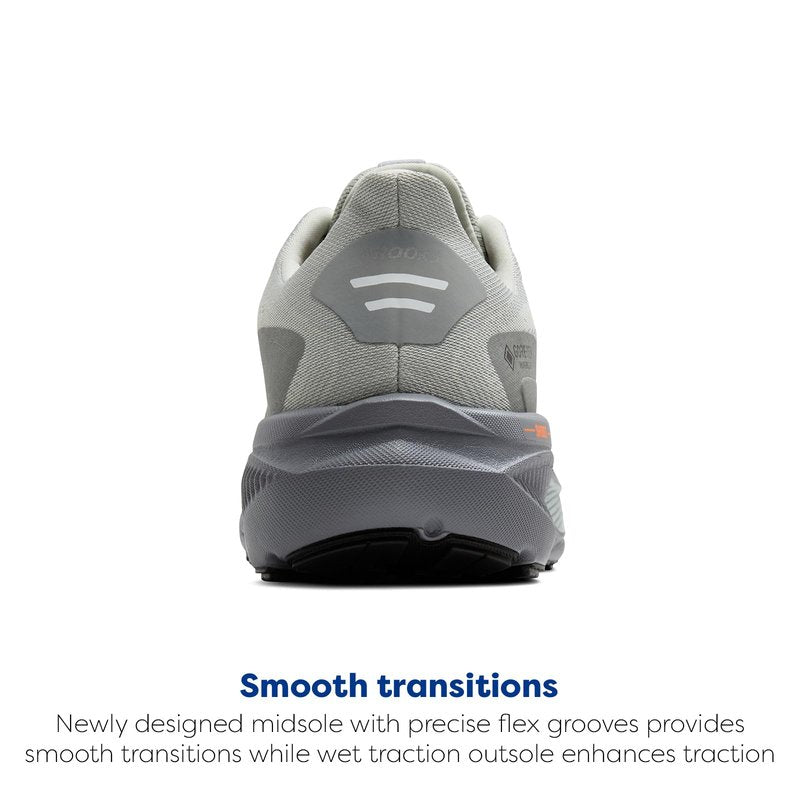 Brooks Men’s Ghost 17 GTX Waterproof Supportive Running & Walking Shoe - Smoke/Primer Grey/Orange - 12 Medium