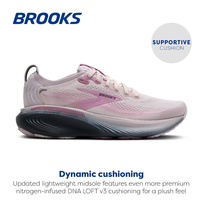 Brooks Women’s Adrenaline GTS 25 Supportive Running & Walking Shoe - Mauve/Ebony/Pink - 11.5 Medium