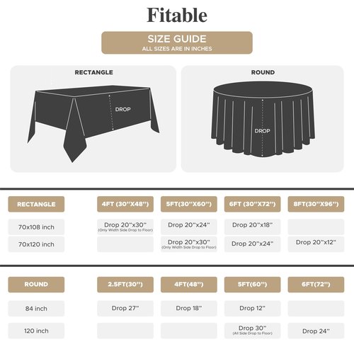 Fitable 8 Pack Round Tablecloths: Stain Resistant Wrinkle Free Circle Table Clothes, Washable Reusable Polyester Table Covers for Wedding Party Birthday Banquet Reception(Red, 120 Inch)