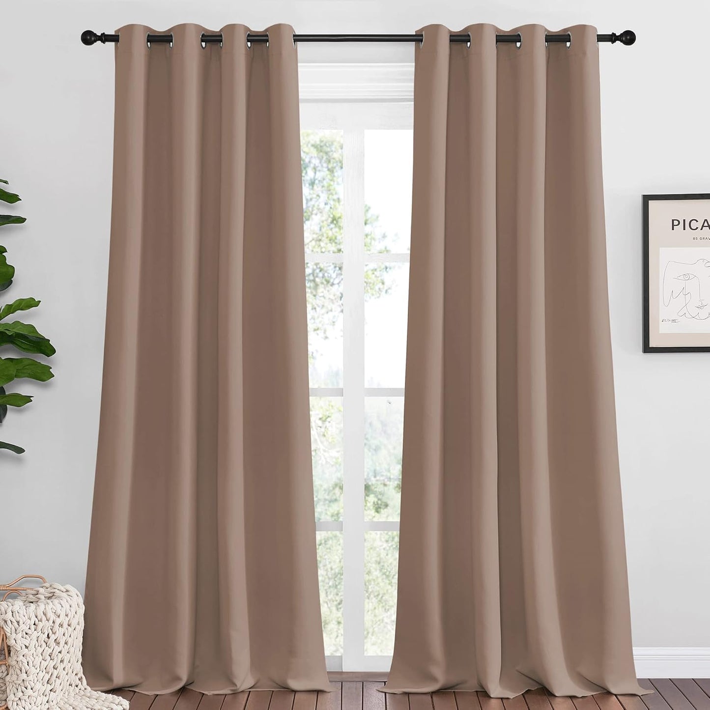 NICETOWN Blackout Curtains - Thermal Insulated Drapes Set of 2 | 55 x 120 Inch, Cappuccino