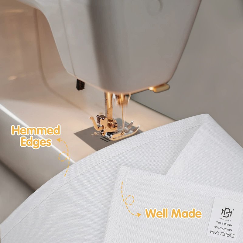 BRILLMAX 6 Pack White Tablecloths 70 x 120 Inch for 6ft & 8ft Rectangle Tables - 150 GSM Polyester Fabric, Universal Fit, Water, Stain & Wrinkle Resistant Cloth Cover for Wedding Reception Banquet
