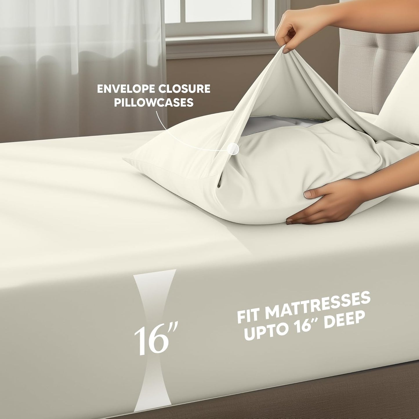 Utopia Bedding Queen Size Sheet Set - Soft, Breathable Microfiber | 4-Piece Ivory Bed Sheets