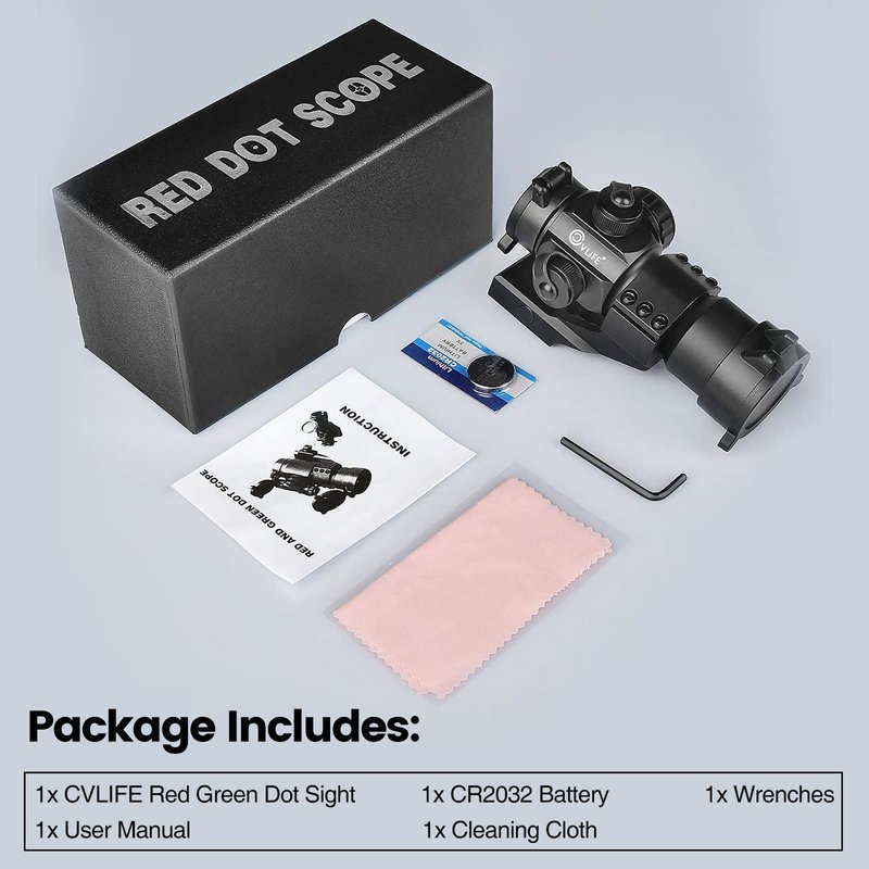 CVLIFE Tactical Gun Sight Red Green Dot Scope Reflex Sight for 20mm Cantilever Mount