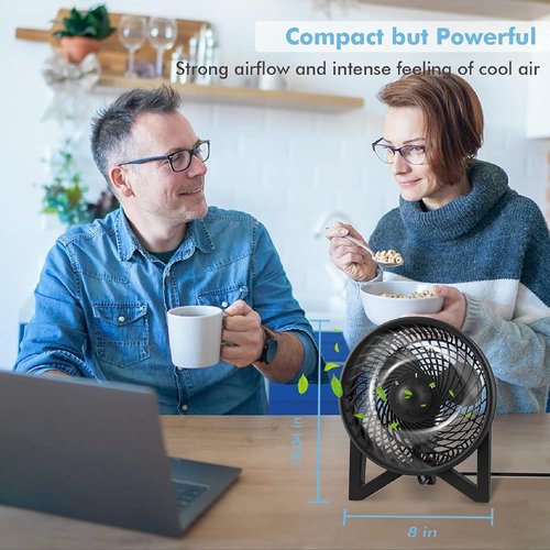 Dr.Prepare 8-Inch Desk Fan - Powerful & Quiet Tabletop Cooling Fan for Home & Office, Black