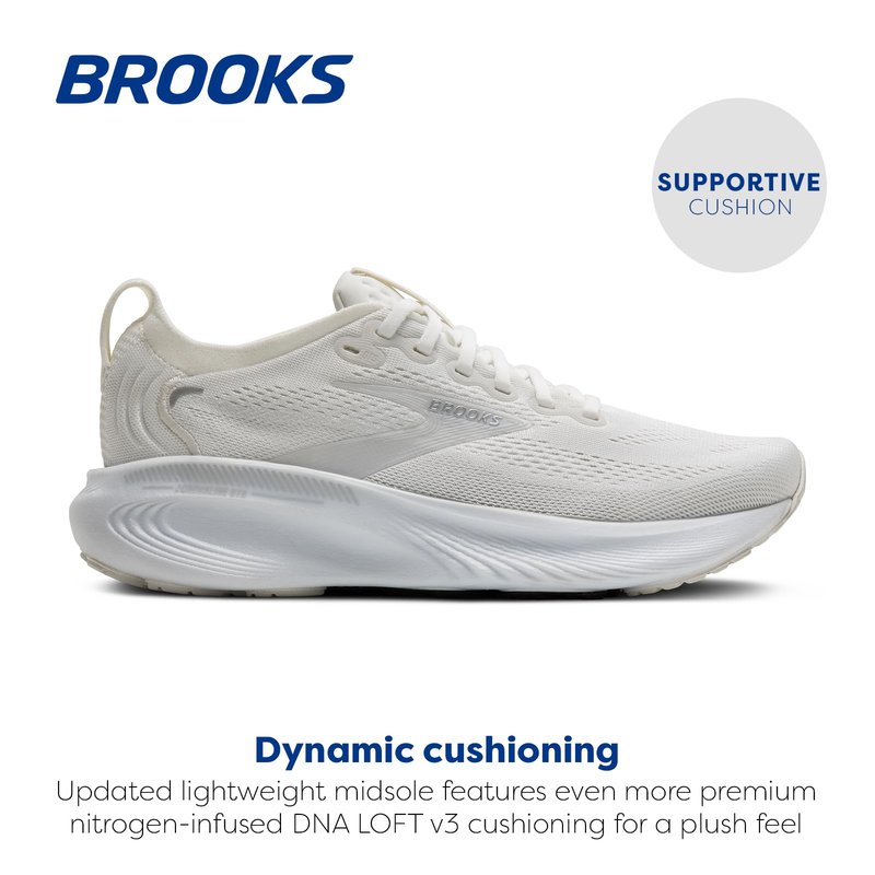 Brooks Women’s Adrenaline GTS 25 Supportive Running & Walking Shoe - White/White/Silver - 11.5 Wide