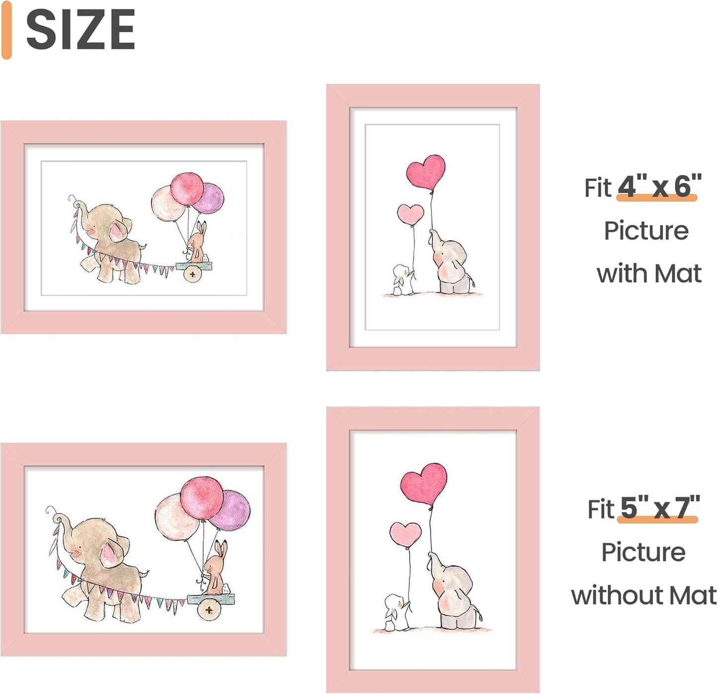 Upsimples 5x7 Picture Frame - Versatile Display for 4x6 or 5x7 Photos | Stylish Pink, 1 Pack