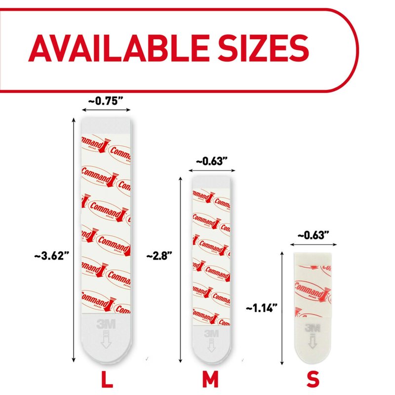 Command Indoor Small Replacement Strips, 64 Strips, Damage-Free Wall Hanging, Re-Hang Small Hooks for Home and Wall Decor, Holds up to 1 lb, White Adhesive