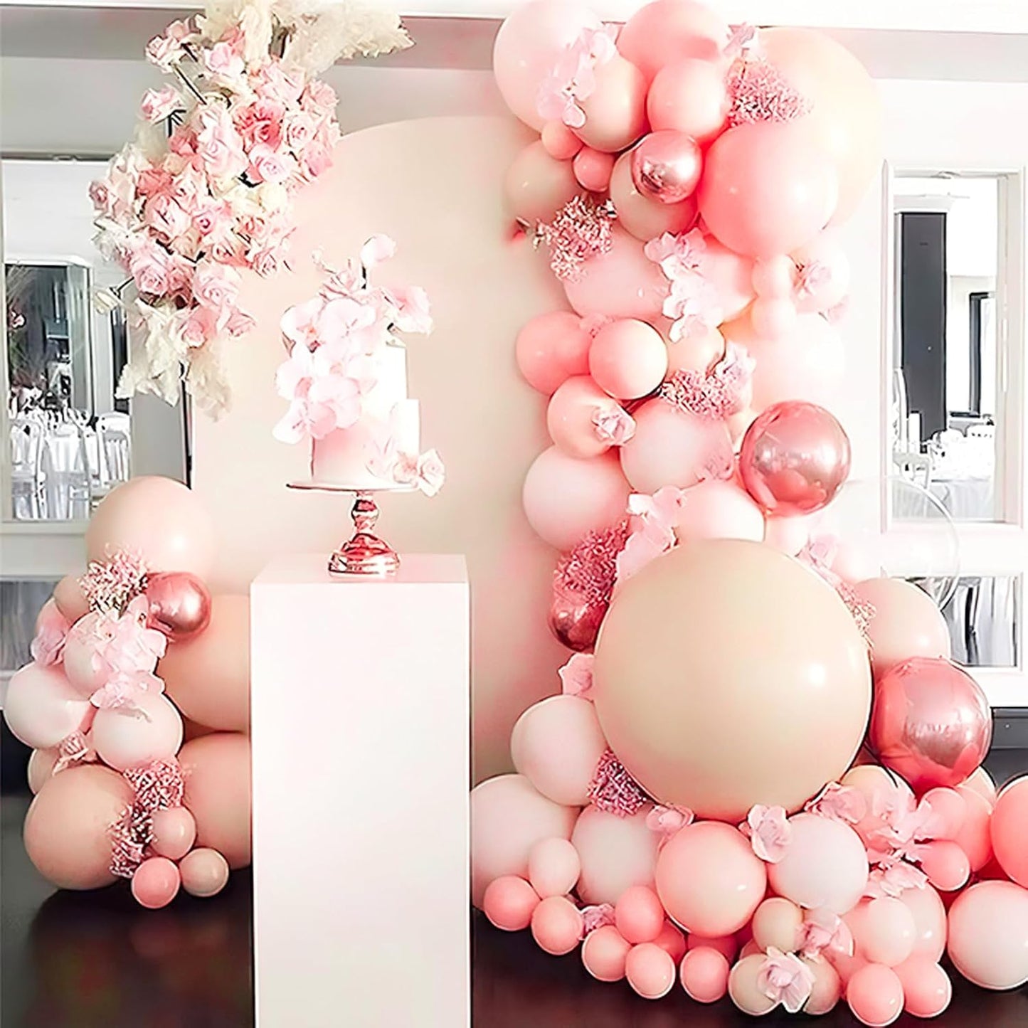 PartyWoo Baby Pink Balloons - 140-Piece Pastel Balloon Arch Kit for Baby Shower & Birthday Decor