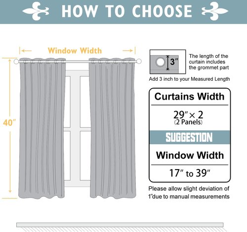 ChrisDowa Small Window Curtains - Grommet Thermal Insulated Room Darkening Panels, 29 x 40 Inch, Cappuccino