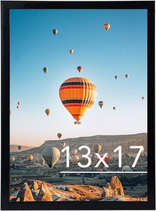 JCJMY 13x17 Picture Frame - Black Wall Mount for Horizontal or Vertical Display | Shatter-Resistant Plexiglass