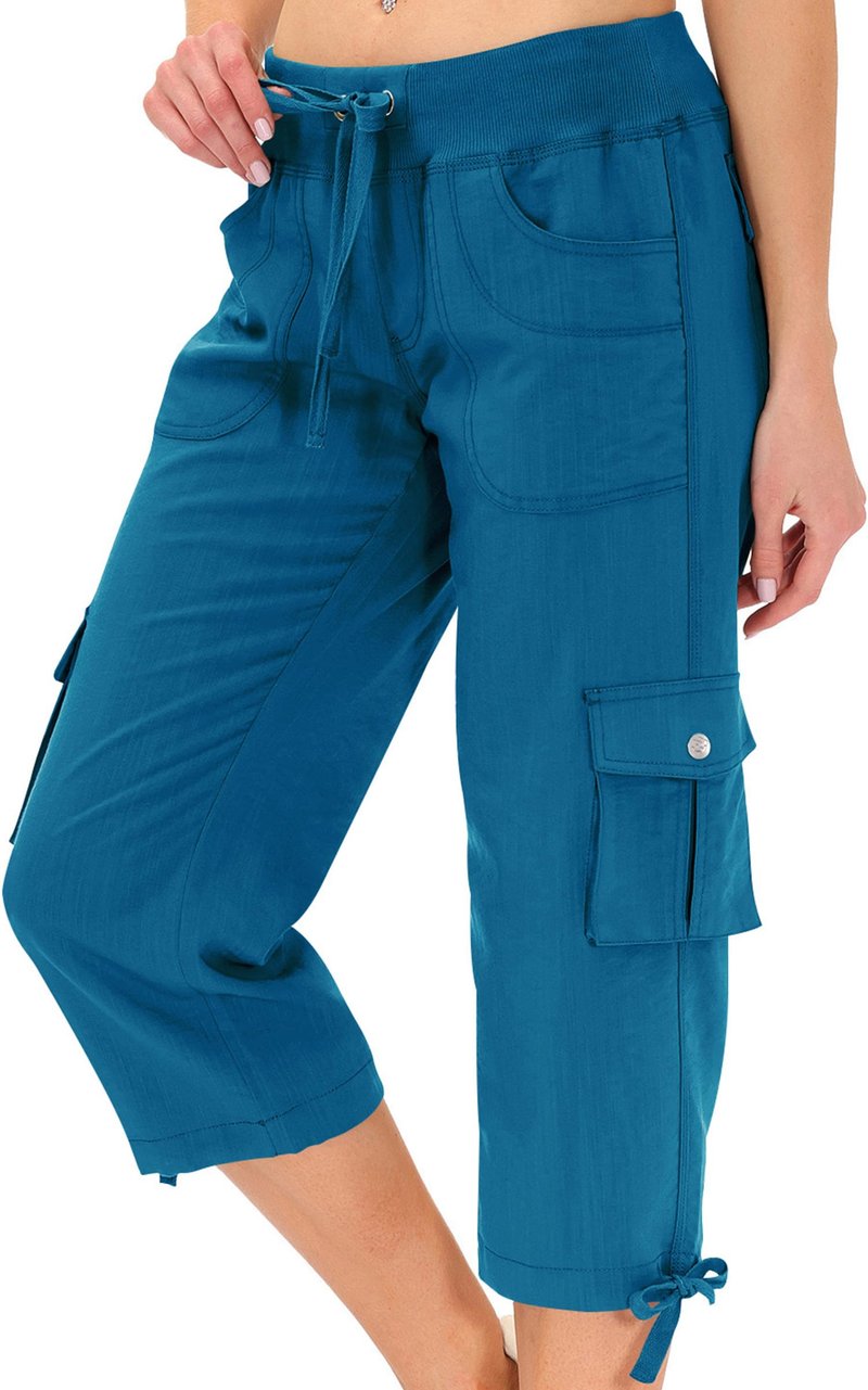 MoFiz Capri Pants for Women Cargo Hiking Pants Lightweight Women's Capris Summer Casual Travel Blue 2XL