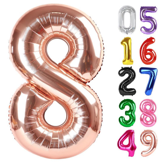 Rose Gold Number 8 Balloon 40 Inch, 8th Birthday Party Decorations for Children, Giant 8 Foil Balloon for Party Supplies