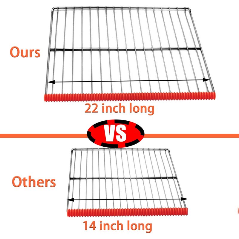 Extra Long 22 inch Oven Rack Cover Silicone Oven Rack Guards Heat Resistant Oven Rack Shields Oven Rack Edge Protector BPA PFOA Free,Protect Against Burns&Scars,Fit on All Standard-Sized Ovens,Gray