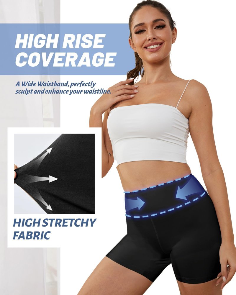 NexiEpoch 2 Pack Biker Shorts for Women - 3"/5"/8" Booty Volleyball High Waisted Black Spandex Shorts for Yoga Dance Workout