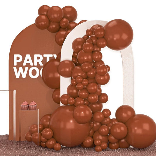 PartyWoo Dark Brown Balloons 100pcs Different Sizes of 36 18 12 10 5 Inch Boho Neutral Coffee Tan Balloon Arch Kit Garland for Birthday Boy Baby Shower Jungle Safari Fall Party Decorations Brown-F08