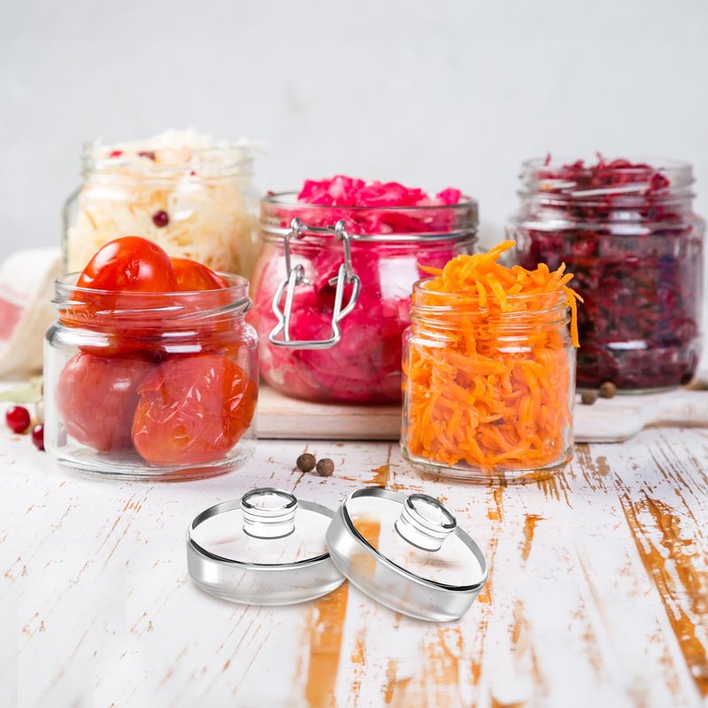 Jucoan 9 Pack Glass Fermentation Weights with Easy Grip Handle, Heavy Glass Fermenting Weights for Wide Mouth Mason Jars, Fermenting Lid Kit Pickling Weights for Kimchi, Sauerkraut, Dishwasher Safe