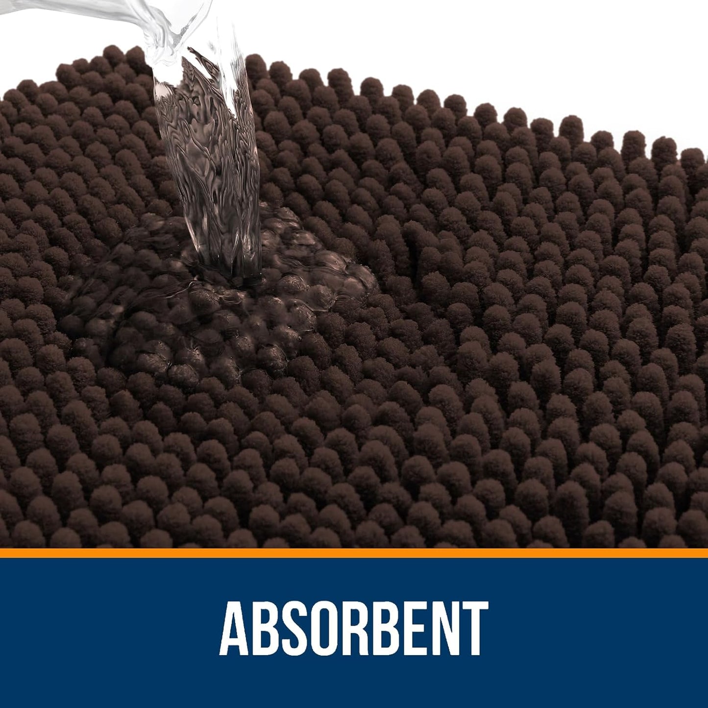 OLANLY Extra Soft Chenille Bathroom Rugs - Quick Dry & Machine Washable | 32x20, Brown