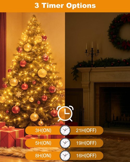 Btfarm Rechargeable Fairy Lights - 33FT 100LED Waterproof Twinkle Lights with Remote & Timer | Warm White Indoor/Outdoor Decor