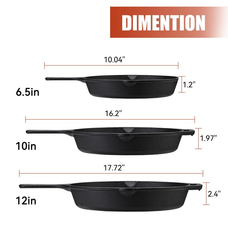 Z GRILLS Cast Iron Skillets, Pre-Seasoned Cast Iron Frying Pan for Cooking & Grill, Stovetop, Camping Firepit, Induction, Oven Safe Cookware, 10 Inch