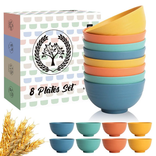 Homienly Wheat Straw Small Bowls, Unbreakable Dessert Bowls 8 PCS, 10 OZ Small Plastic Bowl for Kitchen, Microwave & Dishwasher Safe Mini Bowl for Snack, Ice Cream, Yogurt,Portion Control(Multi)