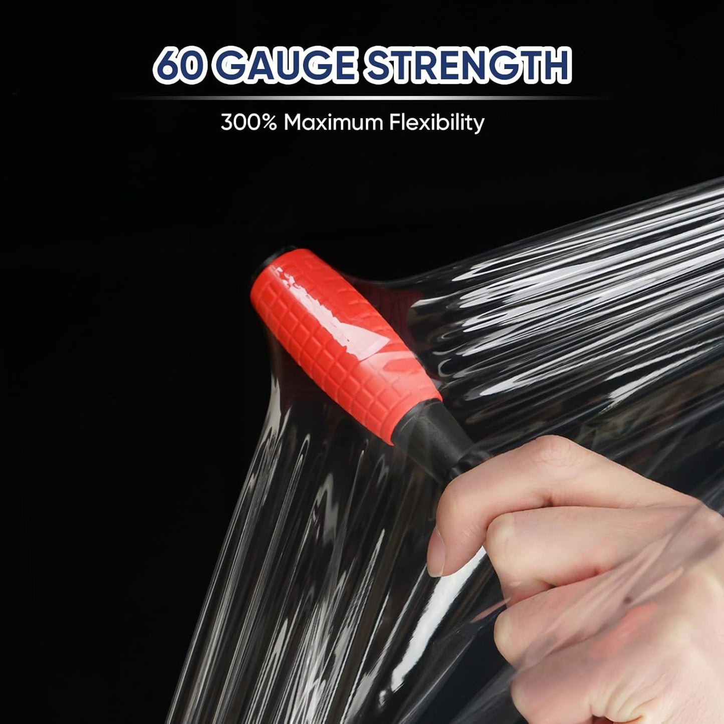 TICONN Stretch Wrap Film Roll - 1000ft Industrial Strength 15" Wide Clear Plastic Wrap with Handles for Shipping & Moving