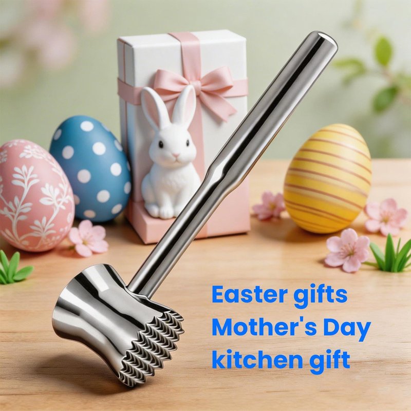 Aihomo 304 Stainless Steel Meat Tenderizer Mallet, Meat Hammer Dishwasher Safe with Storage Bag & Gift Box, Dual Sided Chicken Pounder for Steak, Beef, Poultry, Heavy Duty Kitchen Mallet
