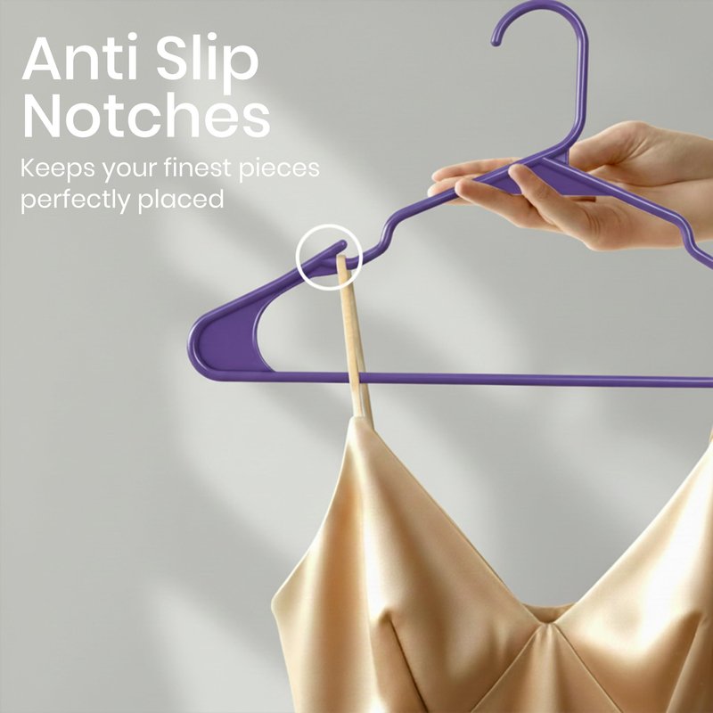 Utopia Home Plastic Hangers 30 Pack - Perfect Space Saving Clothes Hanger - Durable and Strong - Perfect Closet Organizers with Shoulder Grooves (Purple)