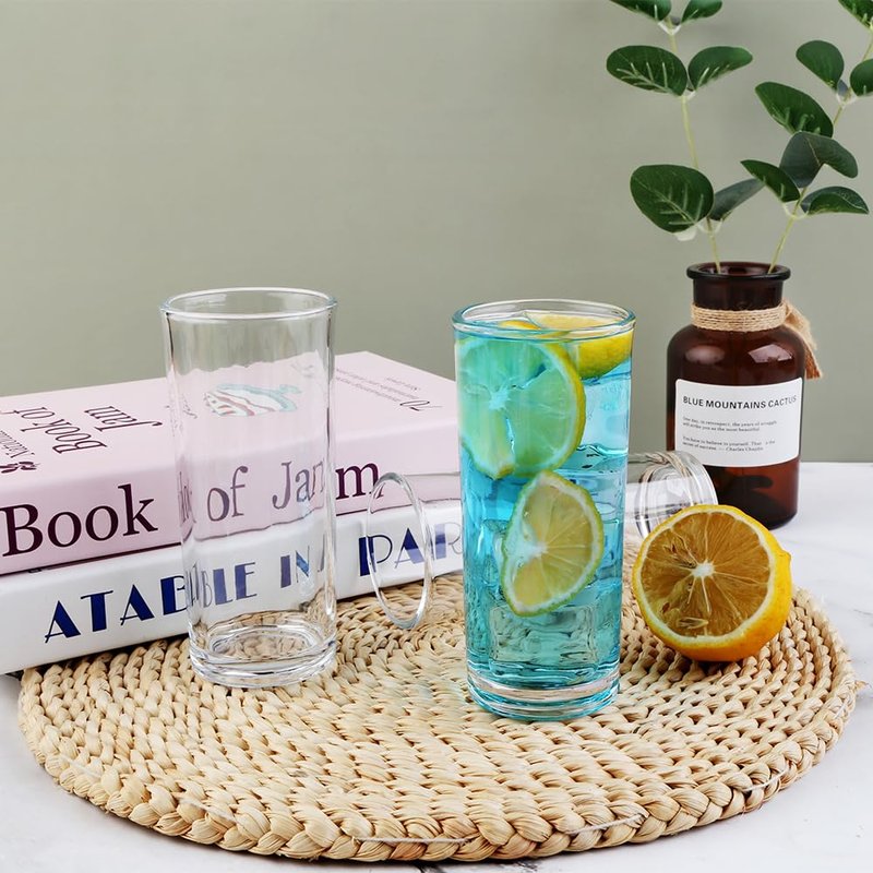 BTGLLAS Highball Glasses Set of 6-8oz Tall Water Glasses for Mojito, Whiskey, Cocktails - Clear Drinking Glassware for Kitchen - Tall Drinking Glasses Set for Mixed Drinks (Glass, 6PCS8OZ)