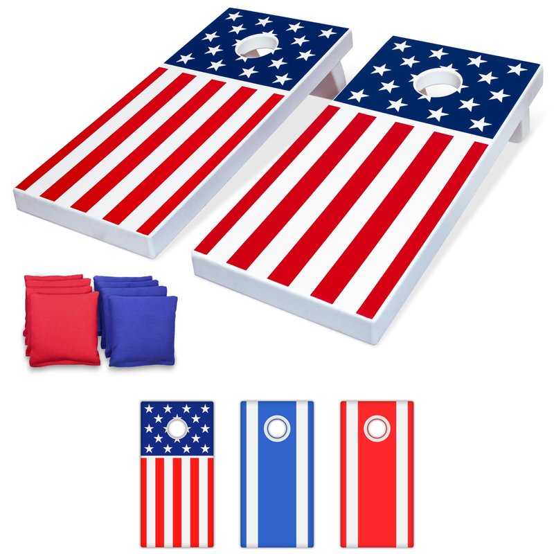 GoSports 4 ft x 2 ft All Weather Outdoor Cornhole Game Set - Heavy-Duty Plastic Weatherproof Boards Includes 8 Bean Bags & Game Rules