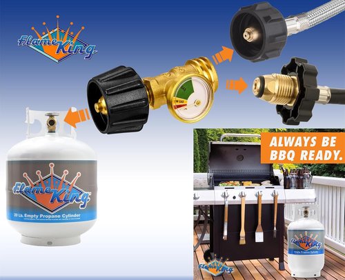 Flame King Propane Tank Gauge - Color-Coded Leak Detector & Pressure Meter | Universal for BBQ, RV, Heater
