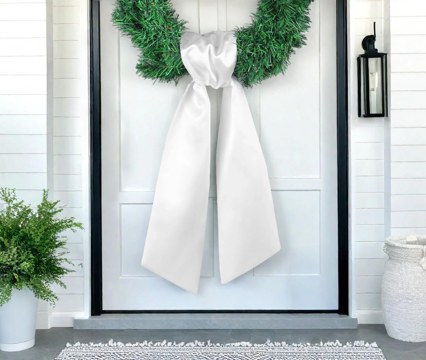 Skiennix 4 Pack White Wreath Sash - DIY Embroidery Satin Blank Accessories for Home Decor | Perfect for Easter, Mother's Day, Weddings