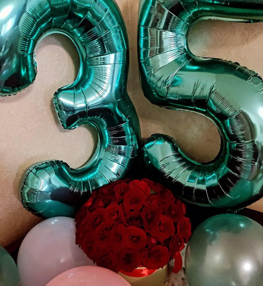 Teal Blue Number Balloon 40 Inch, 0 Number Balloons, 10 20 30 40 50 Numbers Balloon Birthday Decorations, Teal Party Supplies for Women