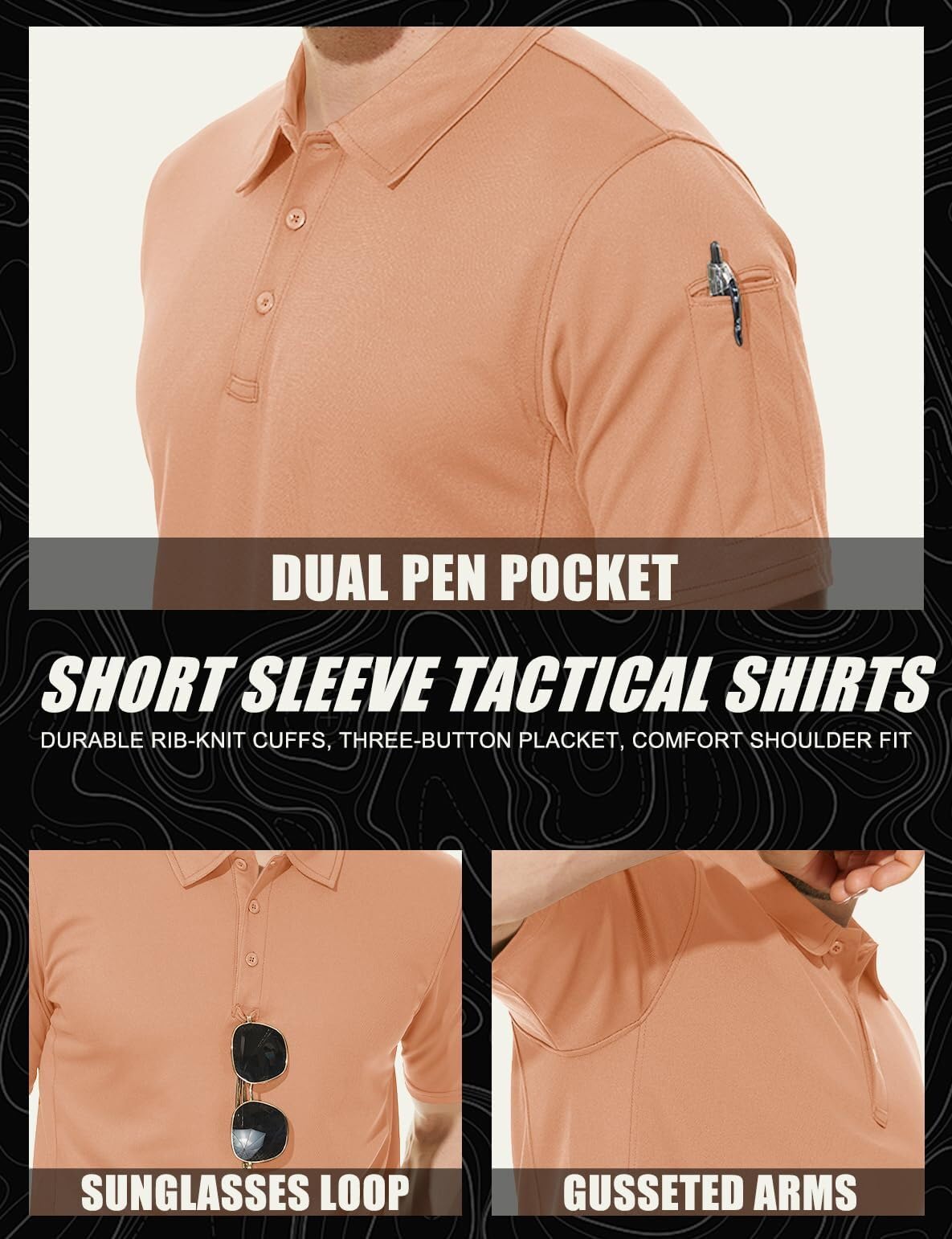 MAGCOMSEN Golf Polos for Men Dry Fit Short Sleeve Polo Shirts Breathable Athletic Polo Shirts Rugby Shirt Apricot XXL