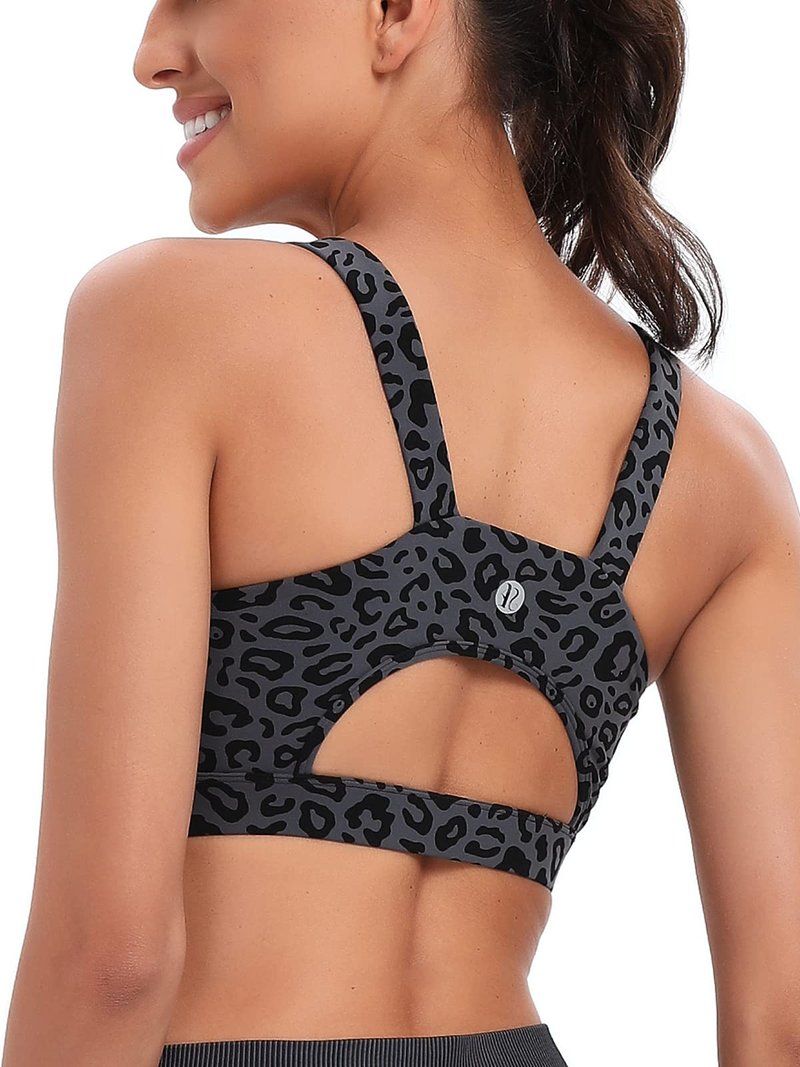 RUNNING GIRL High Impact Sports Bras for Women,Racerback Bra Workout Crop Tops for Women(WX2667 Leopard Print,3XL)