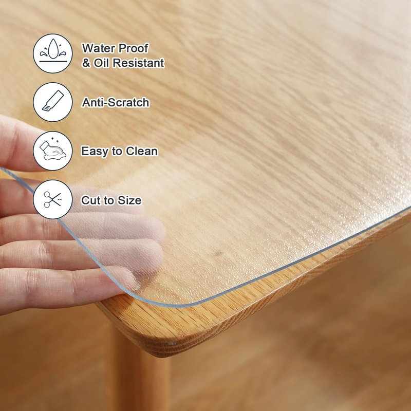 LovePads Frosted Table Cover Protector 42 x 78 Inch, 1.5mm Thick Plastic Table Cover, Table Protector for Dining Room Table, Waterproof Vinyl Tablecloth Table Pad Mat for Kitchen, Writing Desk