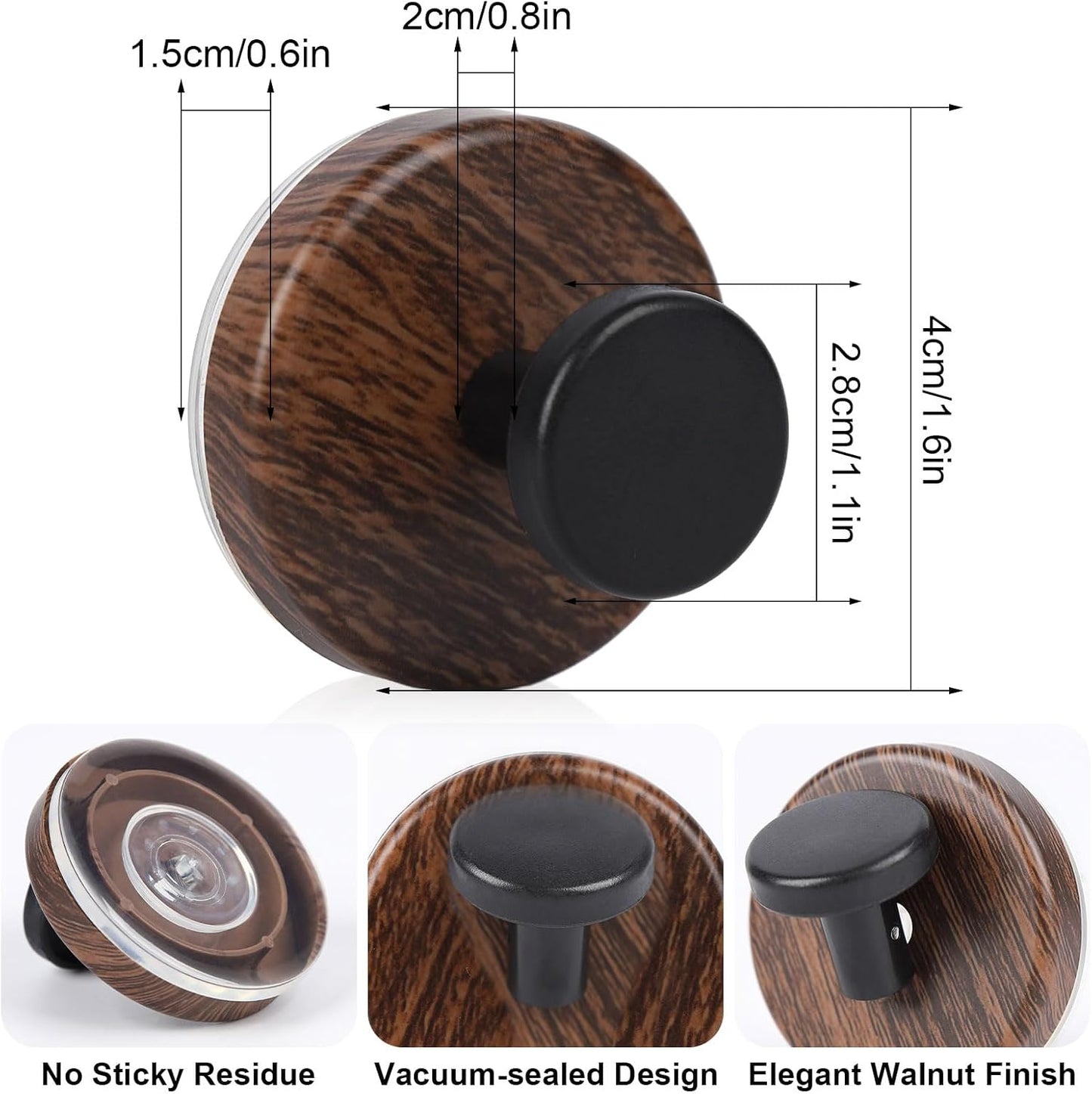 Skiennix Heavy-Duty Wreath Hanger - Versatile Suction Cup Hooks for Front Door & Window | Walnut, 2-Pack