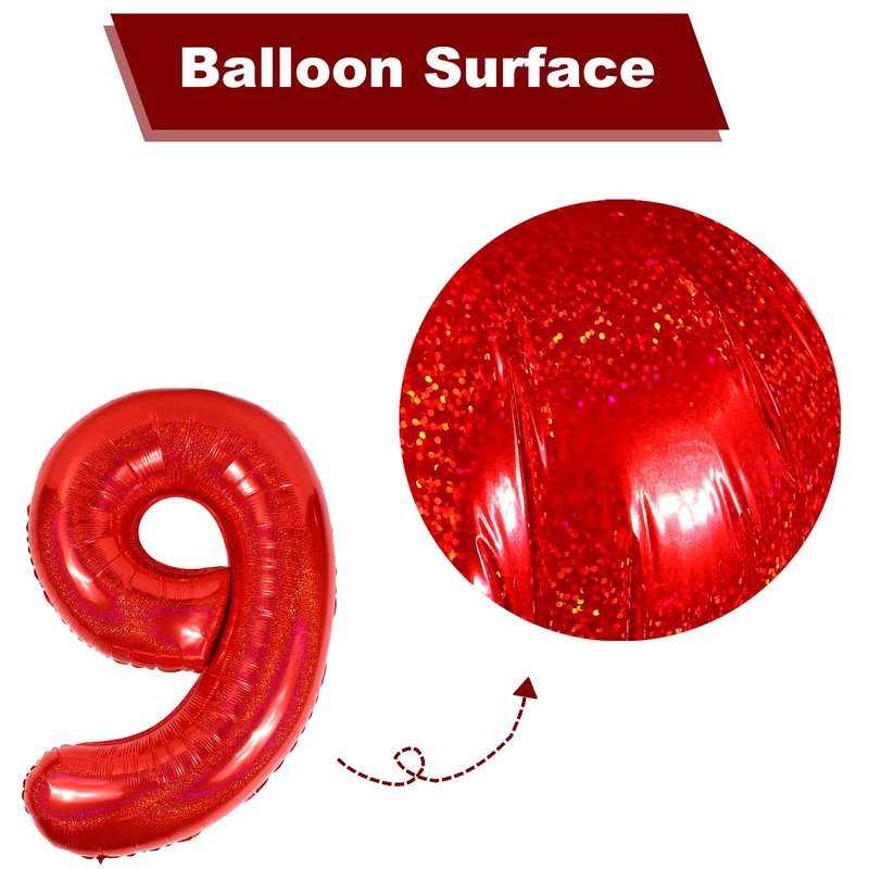 40 Inch Laser Red 1 Balloon for First Birthday, 1st Number Balloons Birthday Decorations for Girl Kids Toddler Baby, One Giant Number 1 Balloon