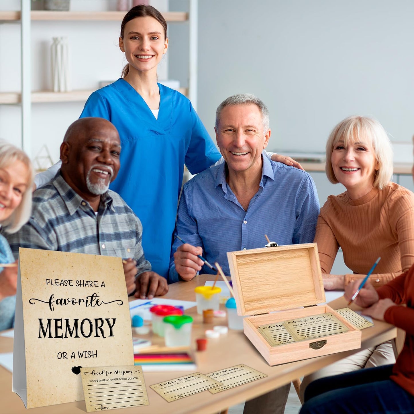 QUPT 80th Birthday Memory Box Set - 1946 Gifts for Men & Women with 50 Memory Cards & Sign