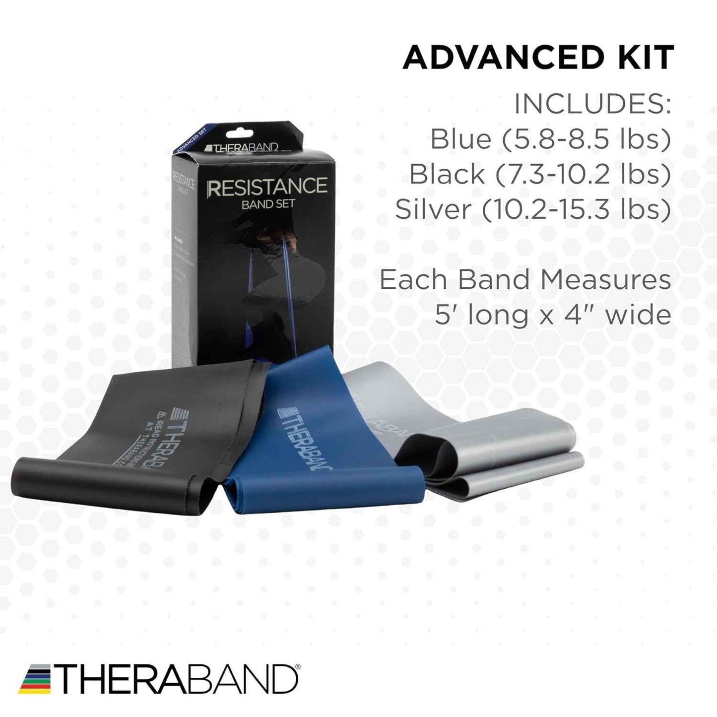 THERABAND Resistance Bands Set - Non-Latex Elastic Exercise Bands for Strength Training & Physical Therapy - Beginner Kit with Yellow, Red, Green