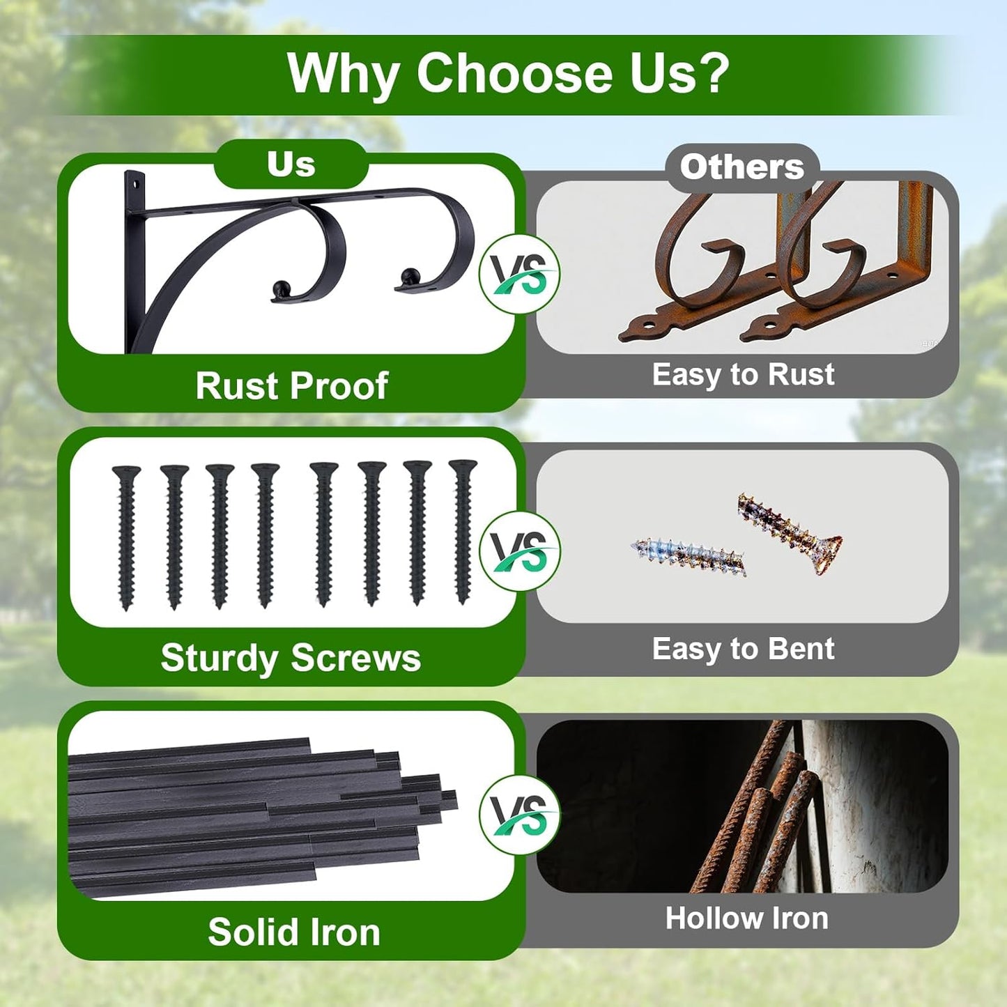 Skiennix 10-Inch Hanging Plant Hangers - Decorative Iron Hooks for Indoor/Outdoor Use | 4-Pack