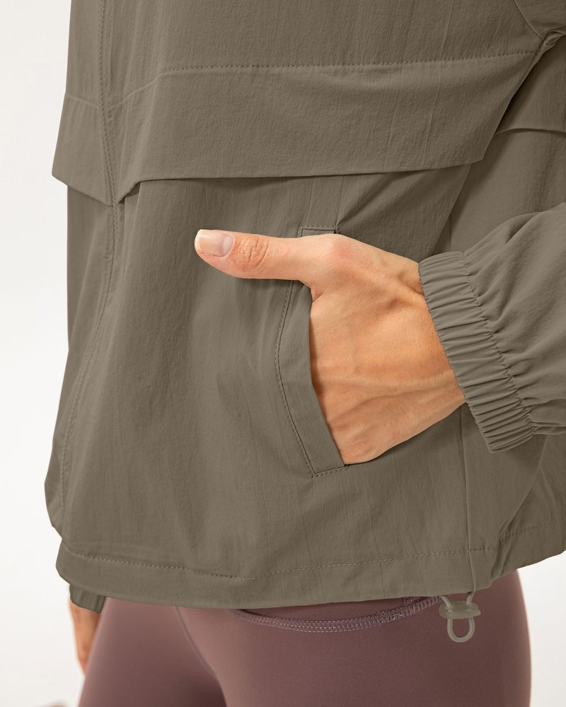 Locachy Women's Lightweight Zip Up Athletic Jacket Stand Collar Windproof Sun Protection Workout Outdoor Jacket Coffee Grey XS