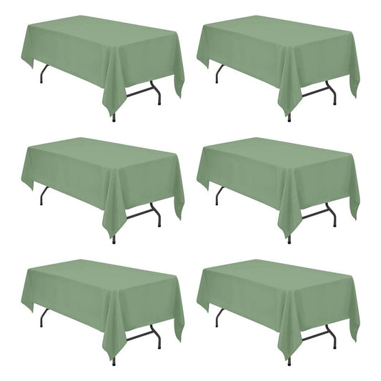 BRILLMAX 10 Pack Sage Green Tablecloths 70 x 120 Inch for 6ft & 8ft Rectangle Tables - 150 GSM Polyester Fabric, Universal Fit, Water, Stain & Wrinkle Resistant Cloth Cover for Wedding Banquet