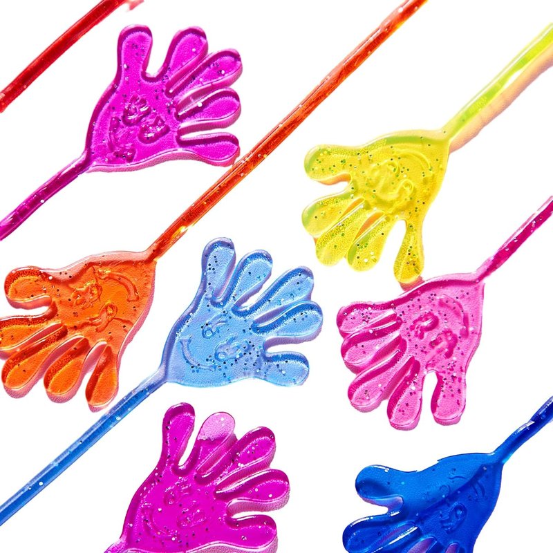 JOYIN 48Pcs Glitter Sticky Hands Party Favors, Party Favors Set for Kids, Holiday Traditions, Classroom Treasure Box Carnival Prizes Bulk Pinata Stuff Mini Toys, Goodie Bags
