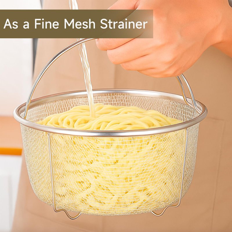 Stainless Steel Steamer Basket, Vegetable Steamer Basket for Instant Pot, Accessories 6 or 8 quart, Instant Pot Insert with Silicone Gloves, Metal Strainer for Cooking Vegetable, Eggs, Pasta, Quinoa