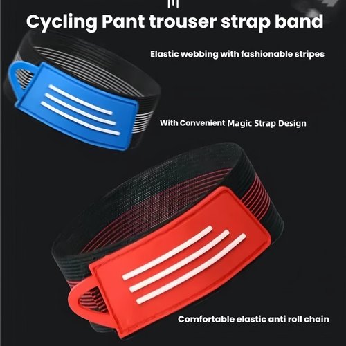 JMFahrrad Bicycle Trouser Strap Adjustable Pants Leg Band for Road Mountain MTB Bikes, 30-52cm Stretch Length, 4 Pair of Black/Red/Blue/Green