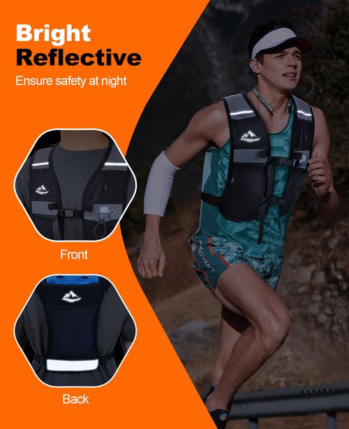 Dawinga Running Vest for Women Men，Lightweight Breathable Hydration Vest，Water Vest Backpack with Large Compartment, Adjustable Chest Straps Reflective Backpack for Hiking, Cycling, Marathon, Race