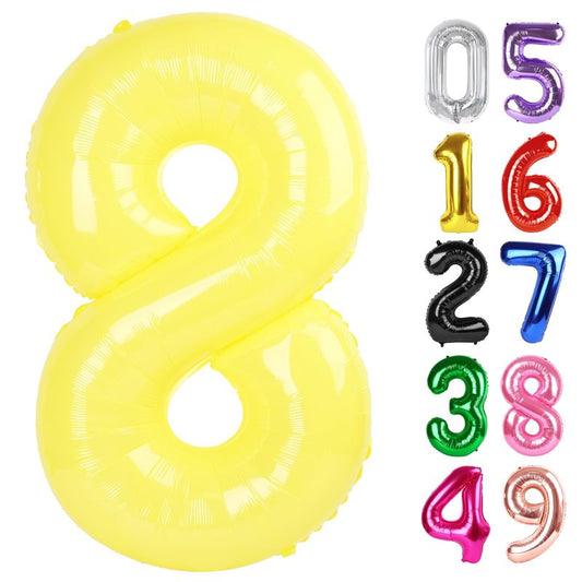 Yellow Number 8 Balloon 40 Inch, 8th Birthday Party Decorations for Children, Giant 8 Foil Balloon for Party Supplies