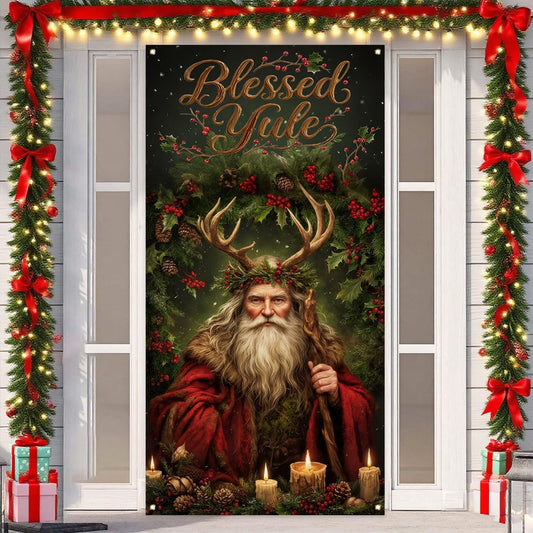 Yule Banner - Winter Solstice Backdrop Sign | Krampus Xmas Decor for Home & Party Celebrations