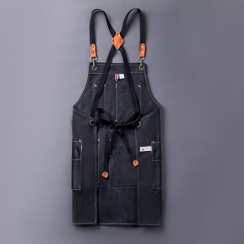 Aoomzoon Canvas Aprons for Men Chef Apron, Work Apron with Large Pockets - Durable 16oz Heavy Duty Cross Back, BBQ, Cooking(Black, 1 Pack)