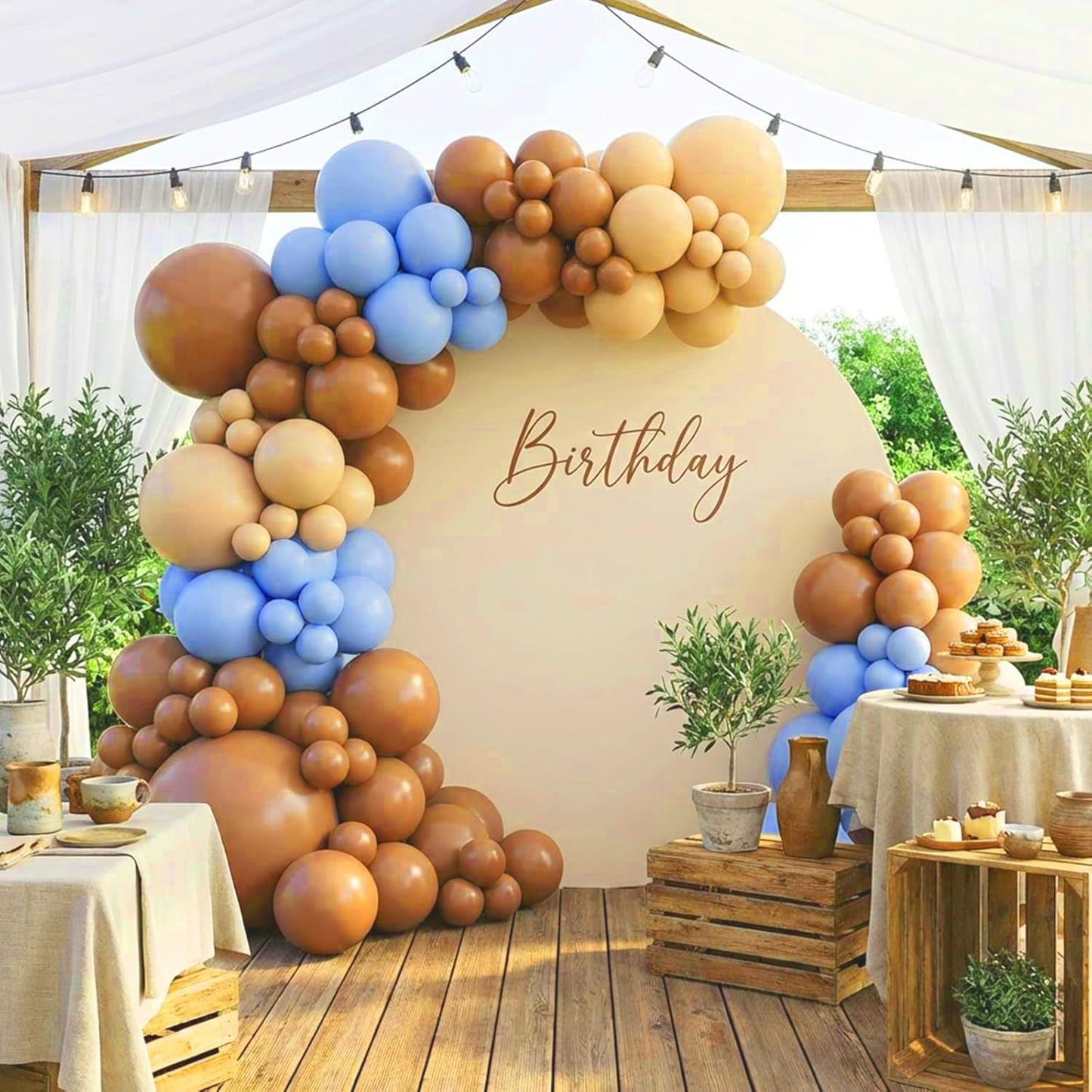 RUBFAC Tan Balloons - 129-Piece Latex Garland Kit | Boho Neutral Light Brown for Weddings & Parties